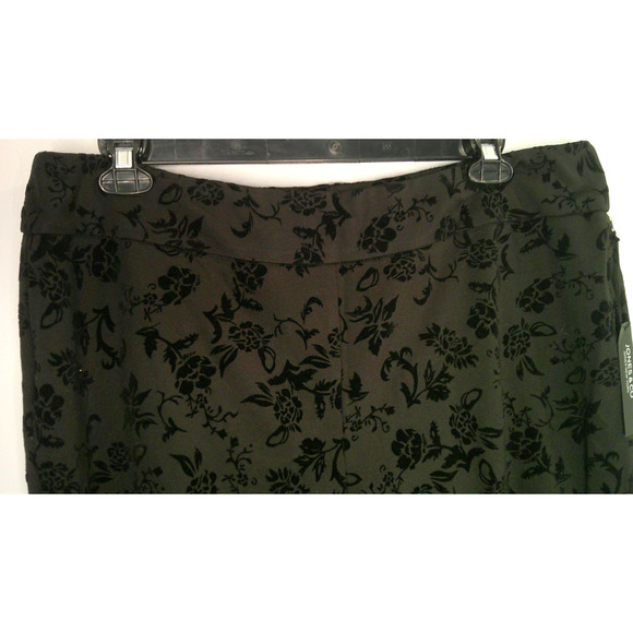 Jones New York Women's 3X Black Velvet on Black Floral Dress Pants - Picture 4 of 9